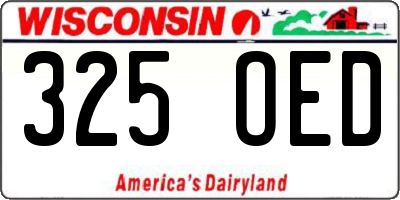 WI license plate 325OED