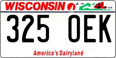 WI license plate 325OEK