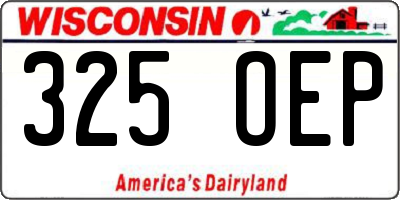 WI license plate 325OEP