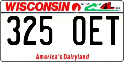 WI license plate 325OET