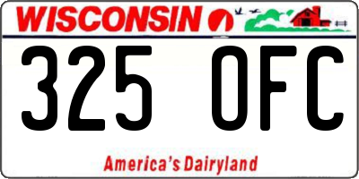 WI license plate 325OFC