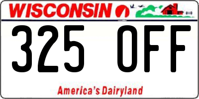 WI license plate 325OFF