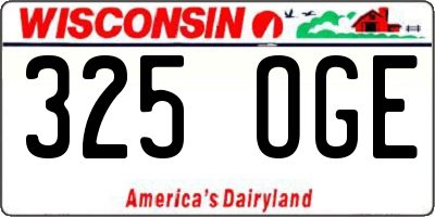 WI license plate 325OGE