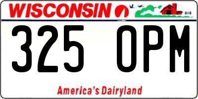 WI license plate 325OPM