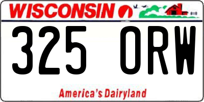 WI license plate 325ORW