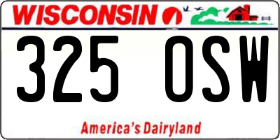 WI license plate 325OSW