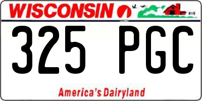 WI license plate 325PGC