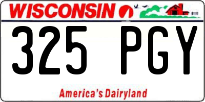 WI license plate 325PGY