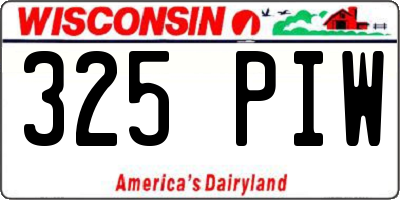 WI license plate 325PIW