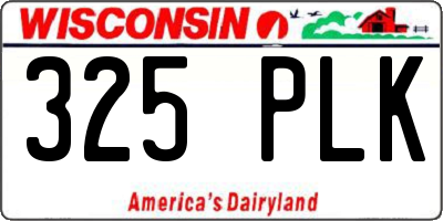 WI license plate 325PLK