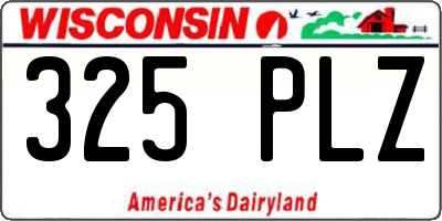 WI license plate 325PLZ