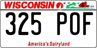 WI license plate 325POF