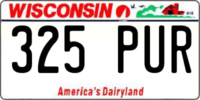 WI license plate 325PUR