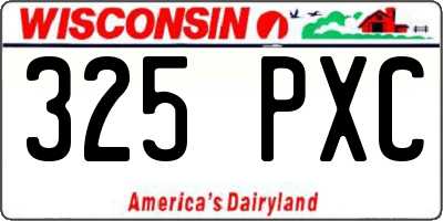 WI license plate 325PXC