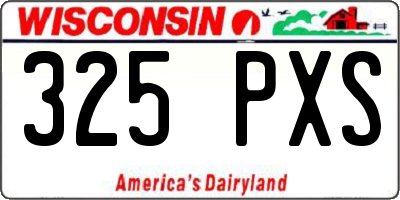 WI license plate 325PXS