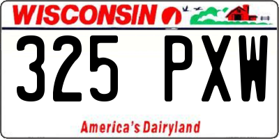 WI license plate 325PXW