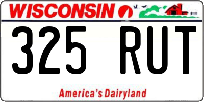 WI license plate 325RUT