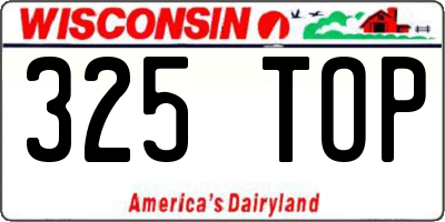 WI license plate 325TOP