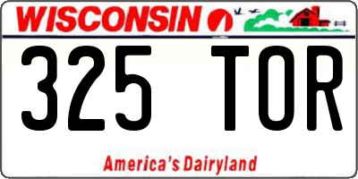 WI license plate 325TOR