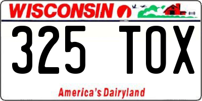 WI license plate 325TOX