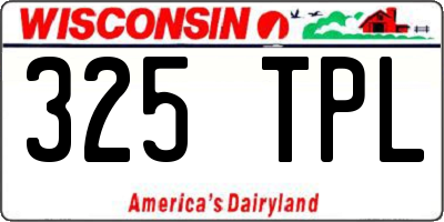 WI license plate 325TPL
