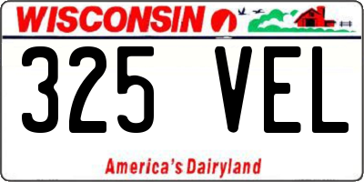 WI license plate 325VEL