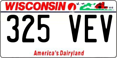 WI license plate 325VEV