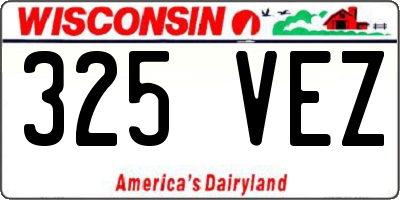 WI license plate 325VEZ