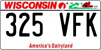WI license plate 325VFK