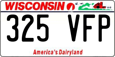 WI license plate 325VFP