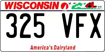 WI license plate 325VFX