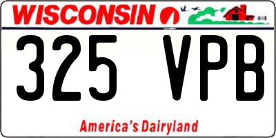 WI license plate 325VPB