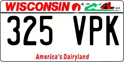 WI license plate 325VPK