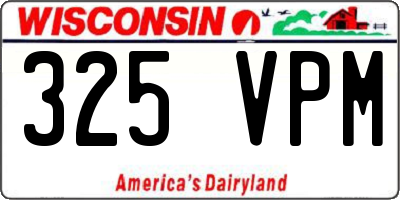 WI license plate 325VPM