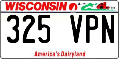 WI license plate 325VPN