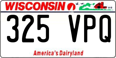 WI license plate 325VPQ