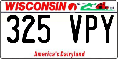 WI license plate 325VPY