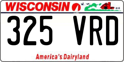 WI license plate 325VRD