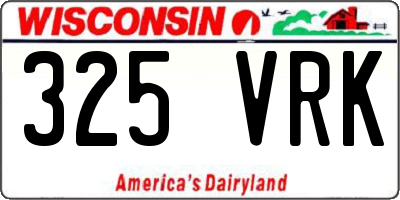 WI license plate 325VRK