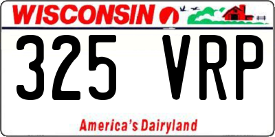WI license plate 325VRP