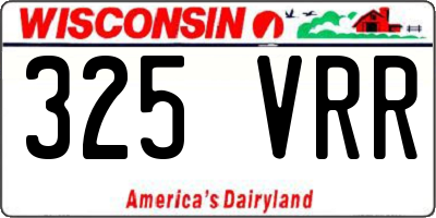 WI license plate 325VRR