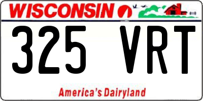 WI license plate 325VRT