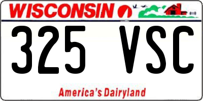 WI license plate 325VSC