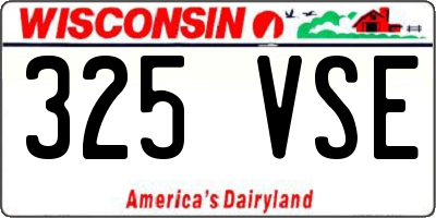 WI license plate 325VSE