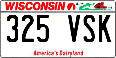 WI license plate 325VSK