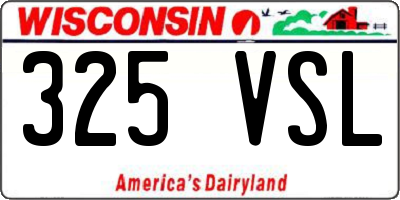 WI license plate 325VSL