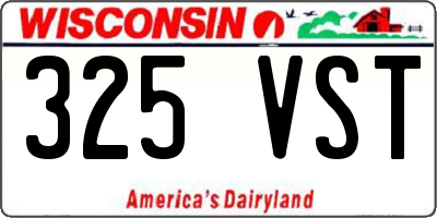 WI license plate 325VST