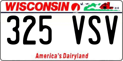 WI license plate 325VSV