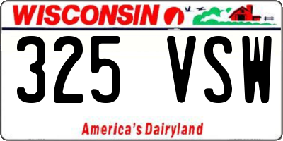 WI license plate 325VSW