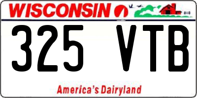 WI license plate 325VTB